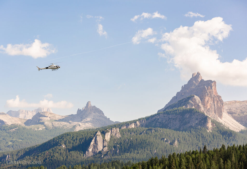 this is a helicopter shot taken by cortina wedding photographer giulia zingone