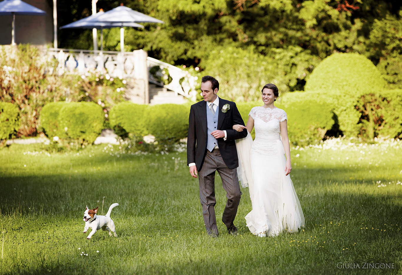this picture is a portrait of the bride and groom by villa erba cernobbio wedding photographer in lake como giulia zingone