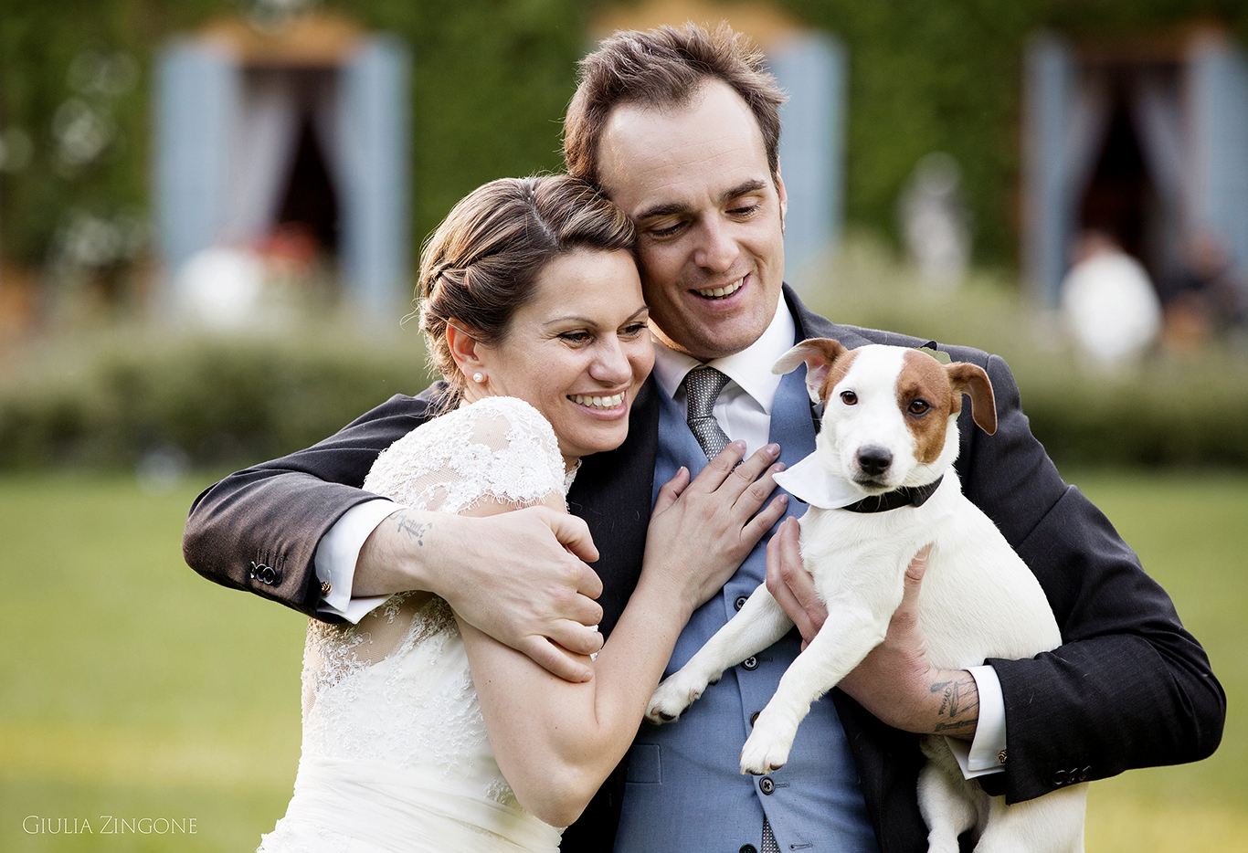 this picture is a portrait of the bride and groom by villa erba cernobbio wedding photographer in lake como giulia zingone