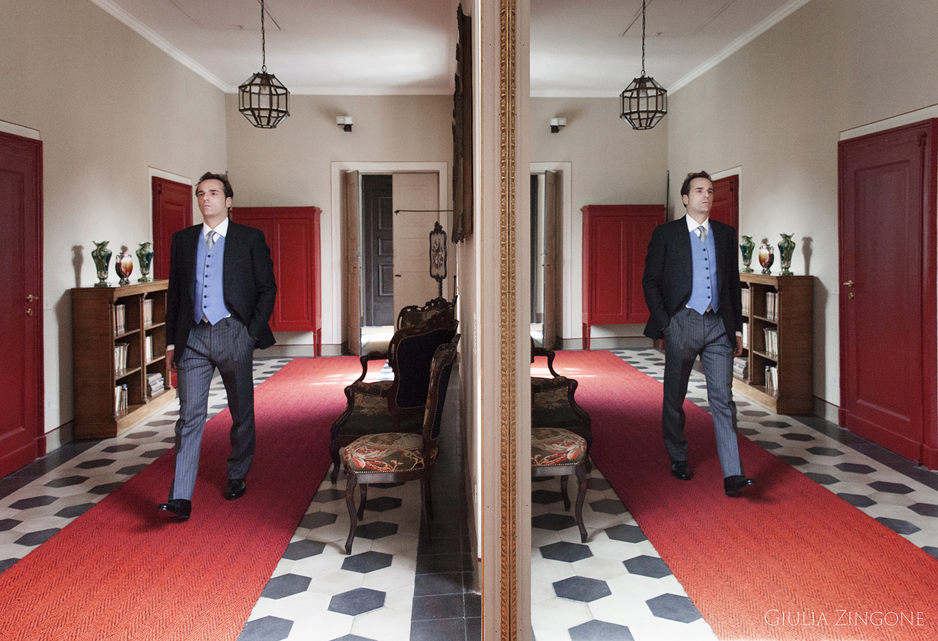 this is a portrait of the groom by villa erba cernobbio wedding photographer in lake como giulia zingone