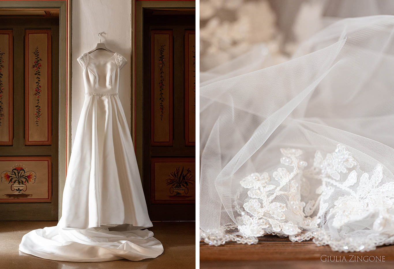 this is a picture of the bride dress by cortina wedding photographer giulia zingone