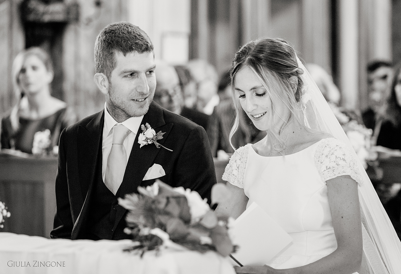 this is a picture of the church ceremony by cortina wedding photographer giulia zingone
