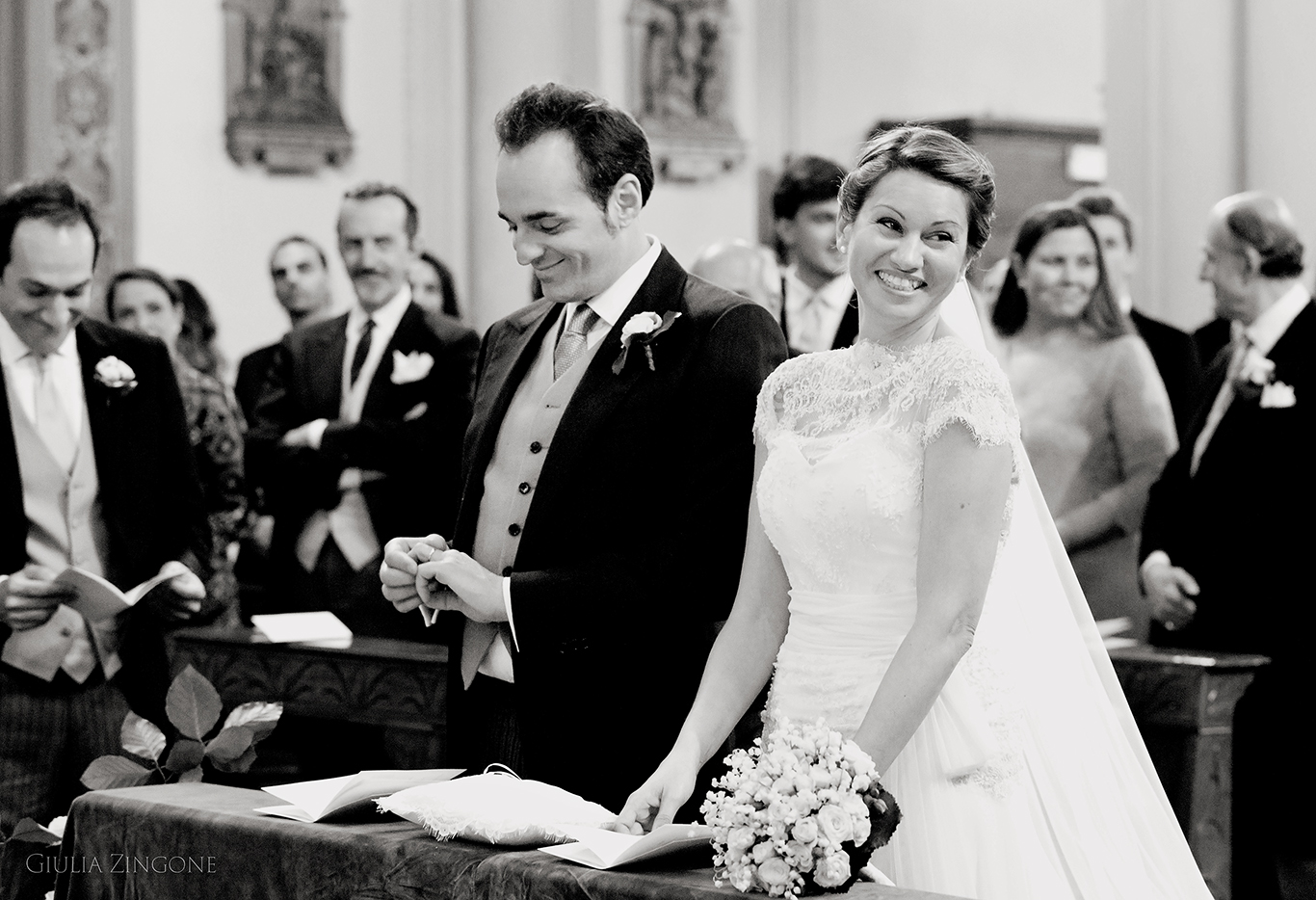 this picture is a candid shot from the church ceremony by villa erba cernobbio wedding photographer in lake como giulia zingone